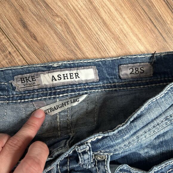 BKE Denim Jeans Womens 28S Blue "ASHER" Straight Leg Distressed Wash Washed - Picture 2 of 12